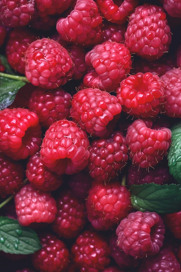 Stos malin z liśćmi Stos malin z liśćmi
