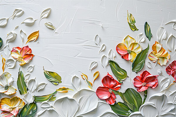 Painting of flowers and leaves Painting of flowers and leaves