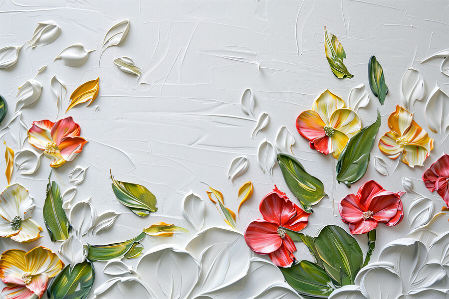 Painting of flowers and leaves Painting of flowers and leaves