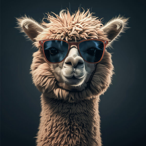 Lama w okularach przeciwsłonecznych Lama w okularach przeciwsłonecznych