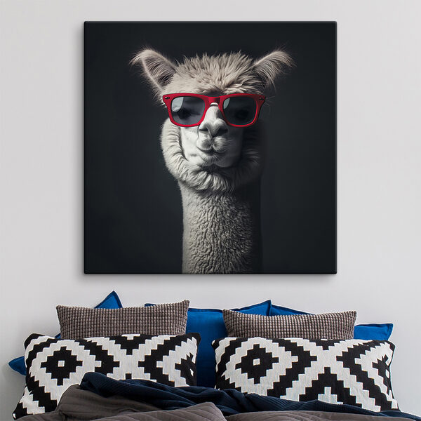 Lama w czerwonych okularach przeciwsłonecznych Lama w czerwonych okularach przeciwsłonecznych