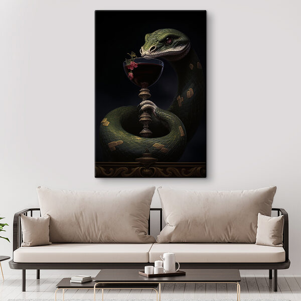 Snake holding a glass of wine Snake holding a glass of wine
