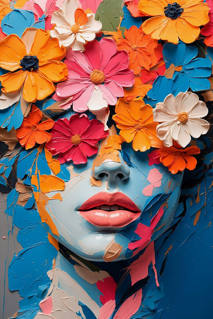 Face covered in flowers
