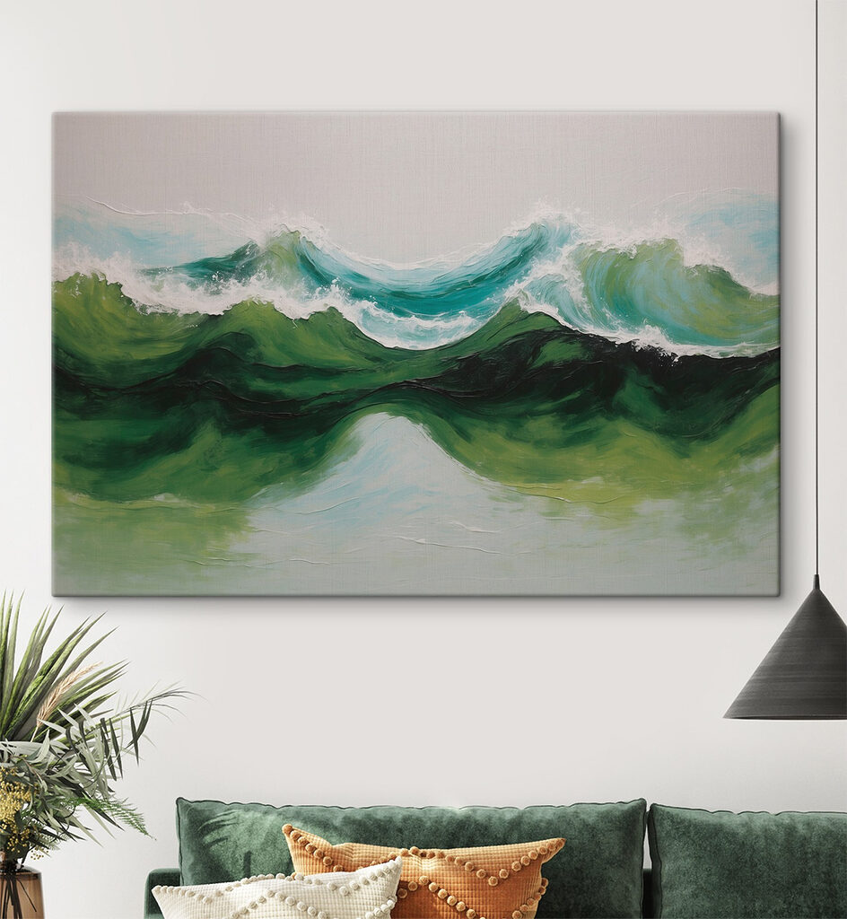 Painting of green and blue waves Painting of green and blue waves