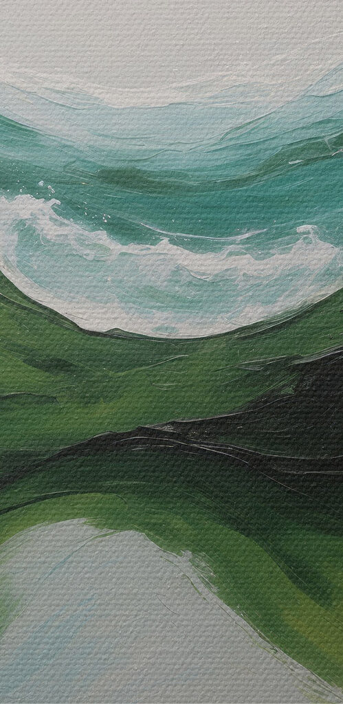 Painting of green and blue waves Painting of green and blue waves