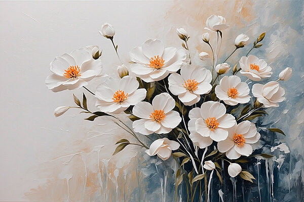 Painting of white flowers Painting of white flowers
