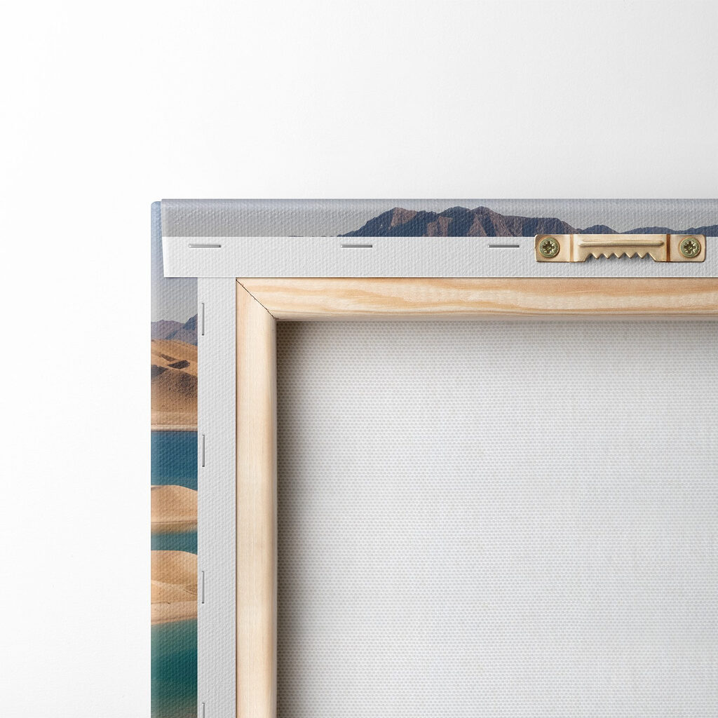 Desert with water and mountains in the background Desert with water and mountains in the background