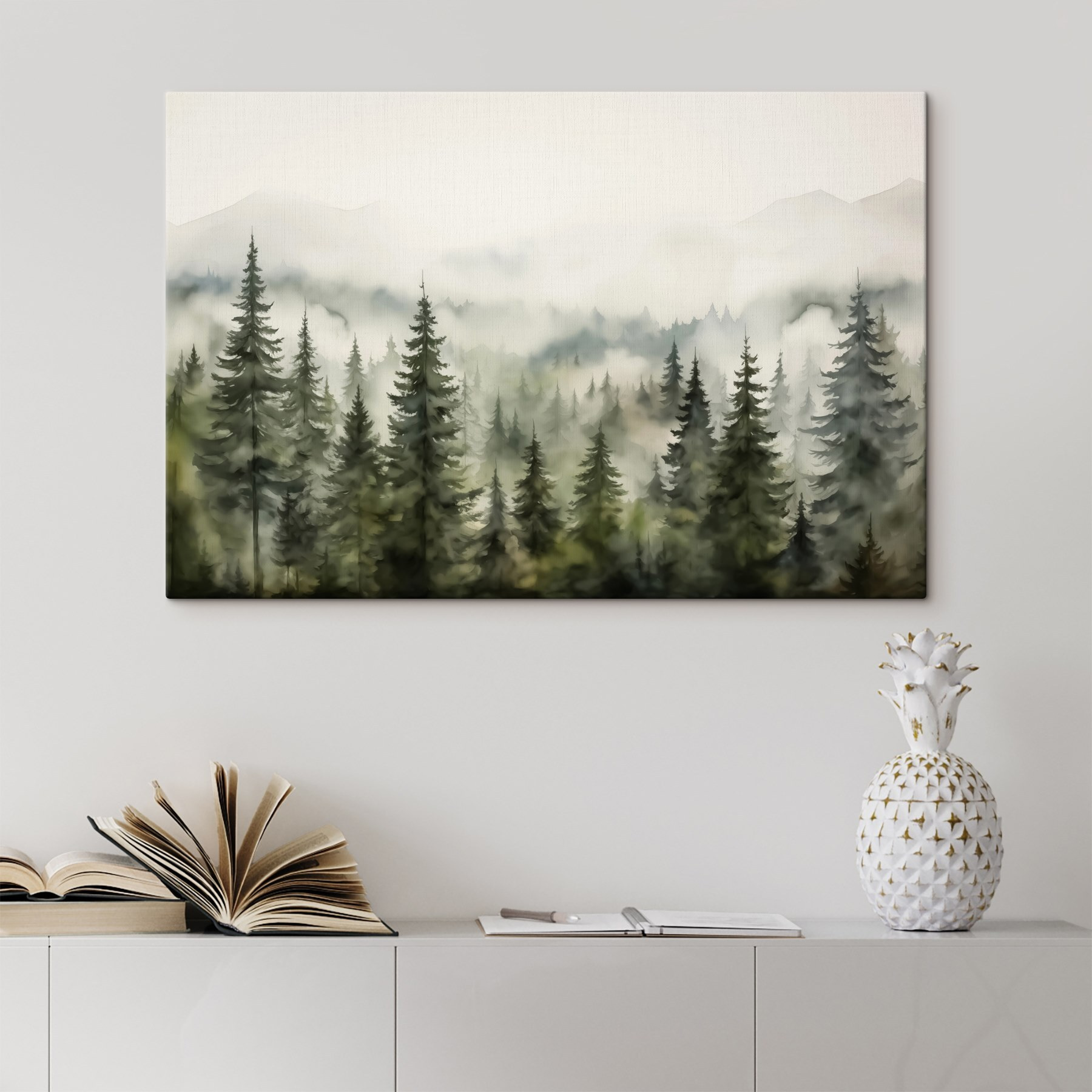 Foggy forest with trees Foggy forest with trees