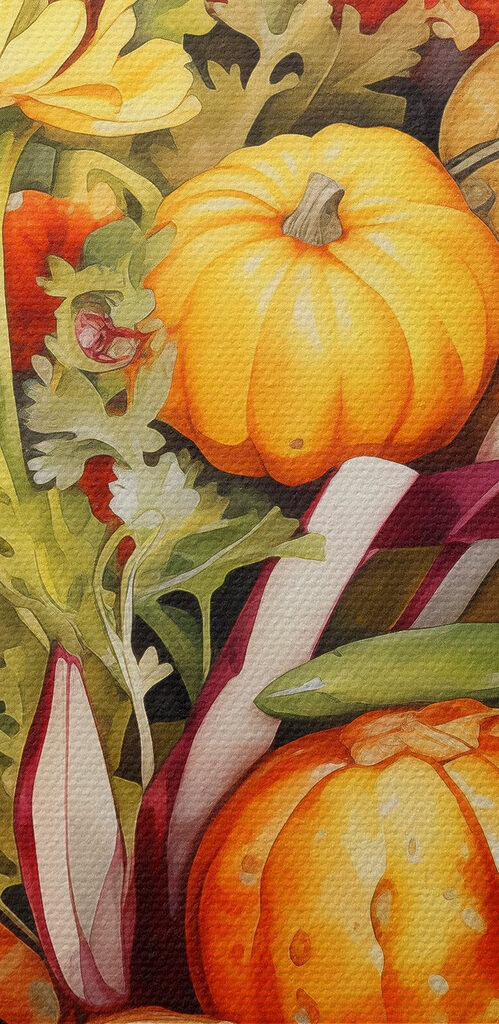 Watercolor painting of vegetables and flowers Watercolor painting of vegetables and flowers