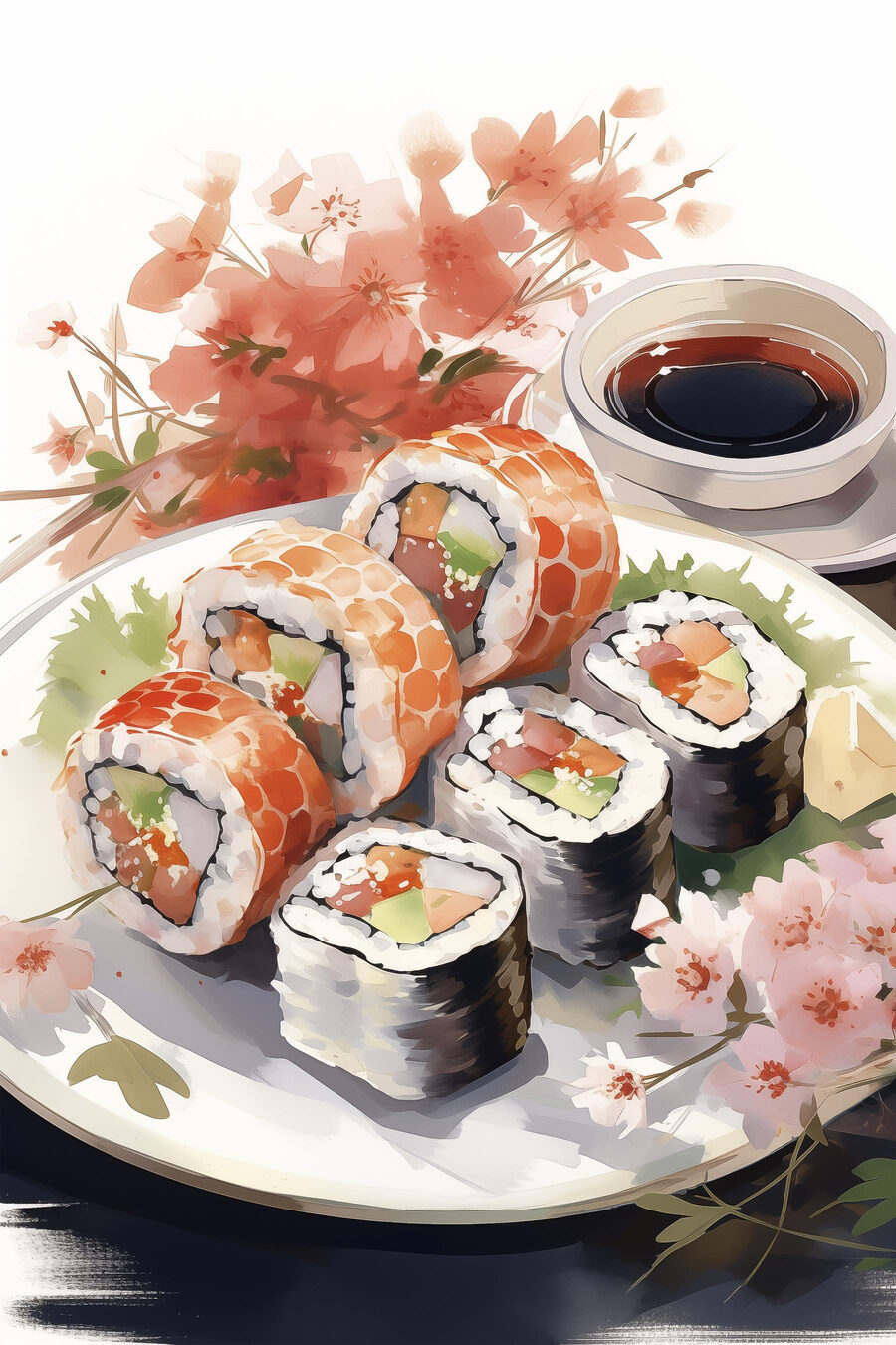 Talerz sushi z sosem
