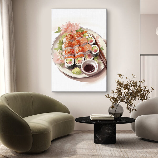 Talerz sushi z pałeczkami Obraz Talerz sushi z pałeczkami