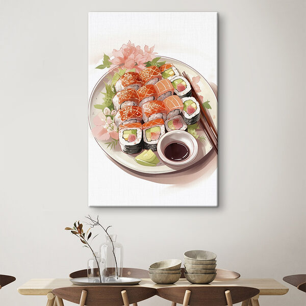 Plate of sushi with chopsticks