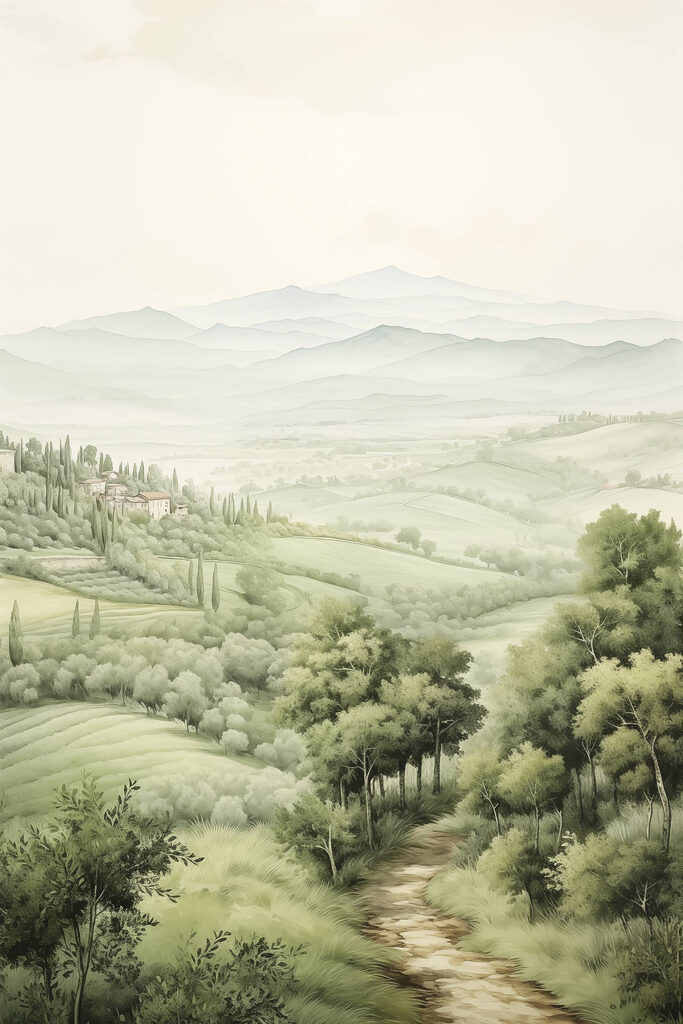Landscape with trees and hills Landscape with trees and hills