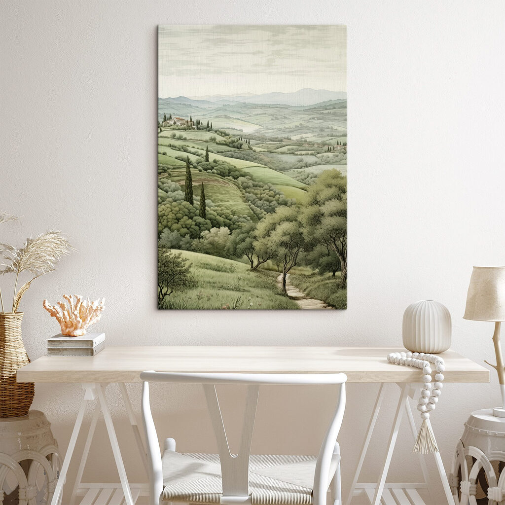 Landscape with trees and a house