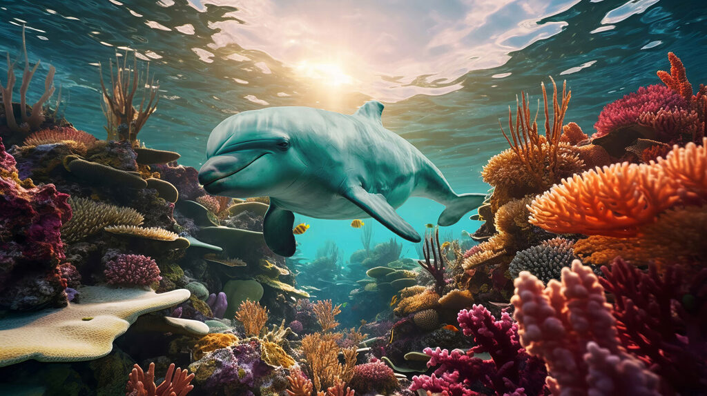 Delfin pływający w oceanie Delfin pływający w oceanie