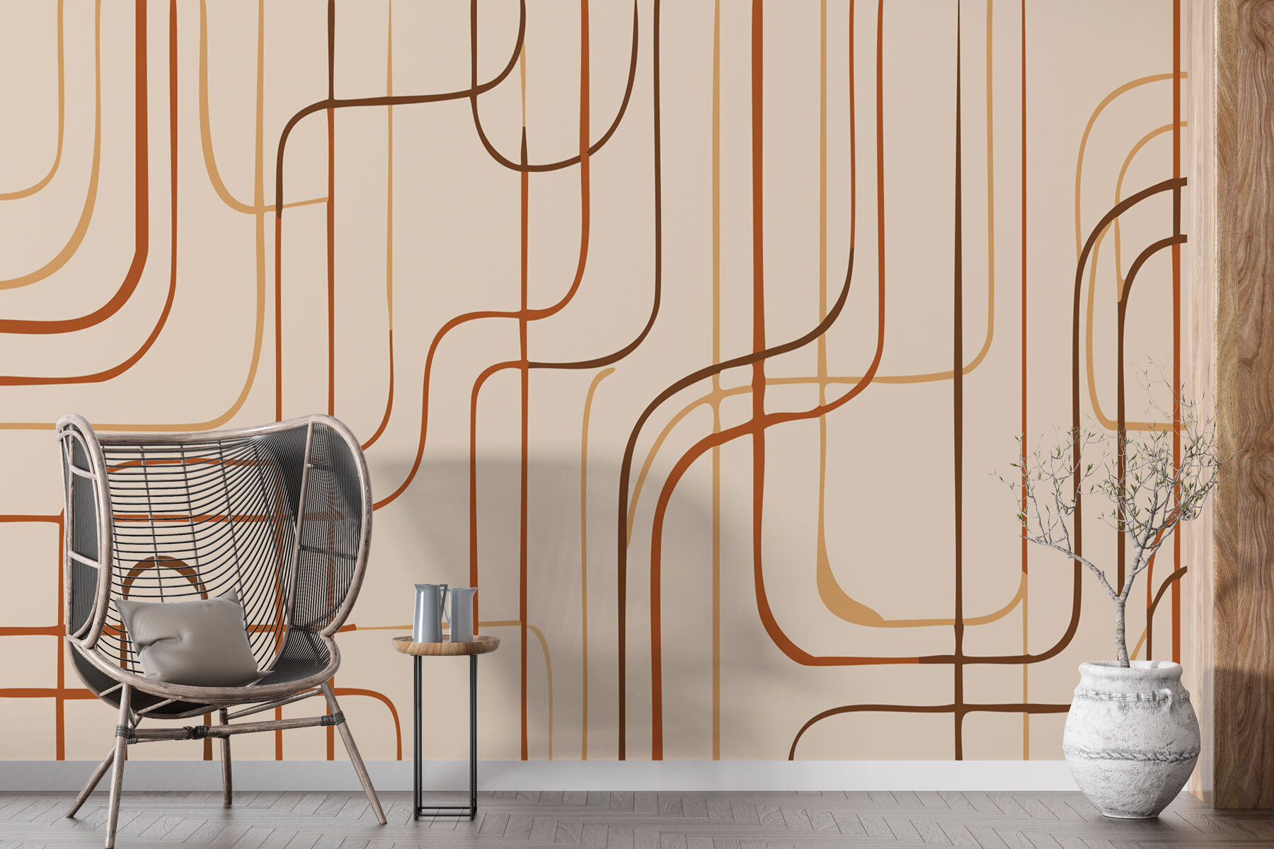 Brown lines on a beige background Brown lines on a beige background