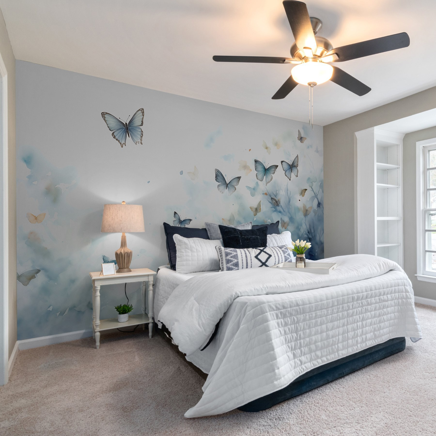 Group of butterflies flying in the sky