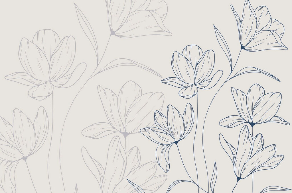 Drawing of flowers on a white background Drawing of flowers on a white background