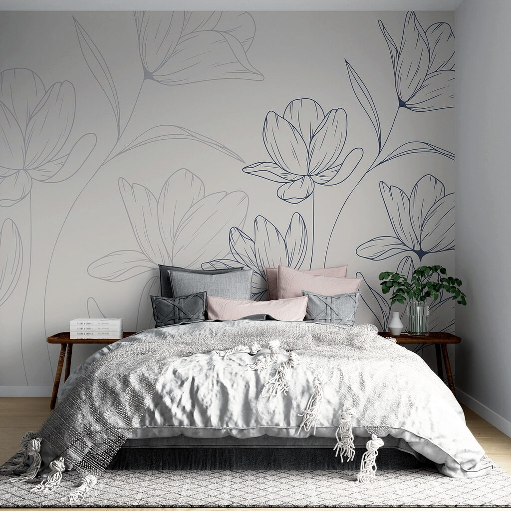 Drawing of flowers on a white background Drawing of flowers on a white background