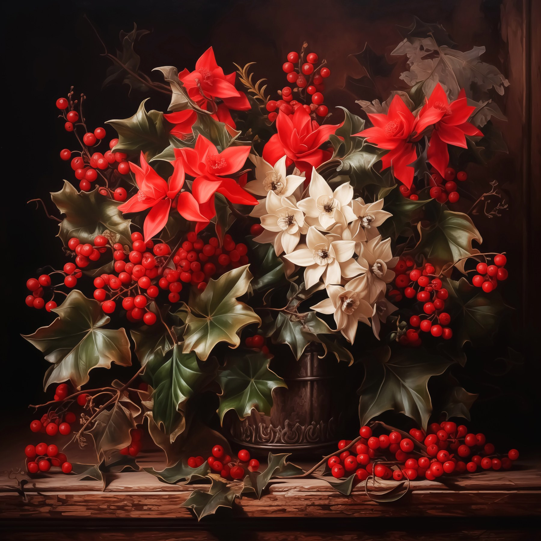 Painting of flowers and berries