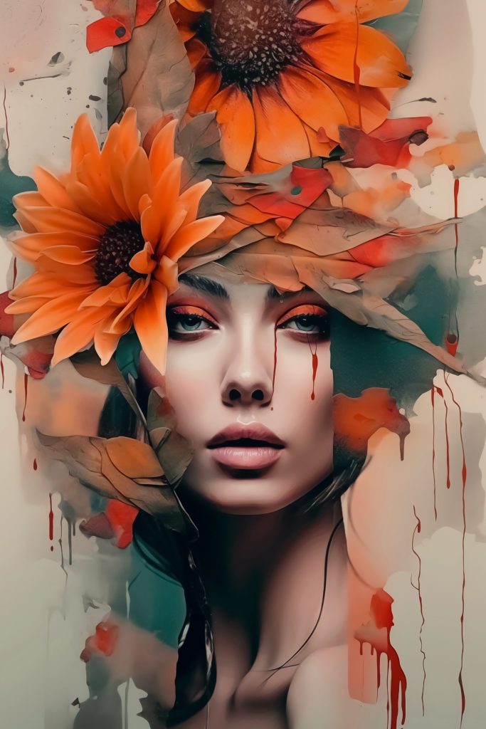Woman with flowers in her hair Woman with flowers in her hair