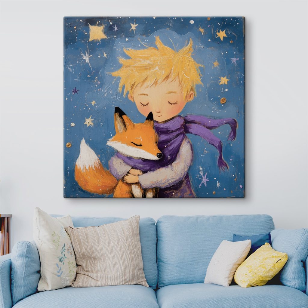 Boy hugging a fox Boy hugging a fox