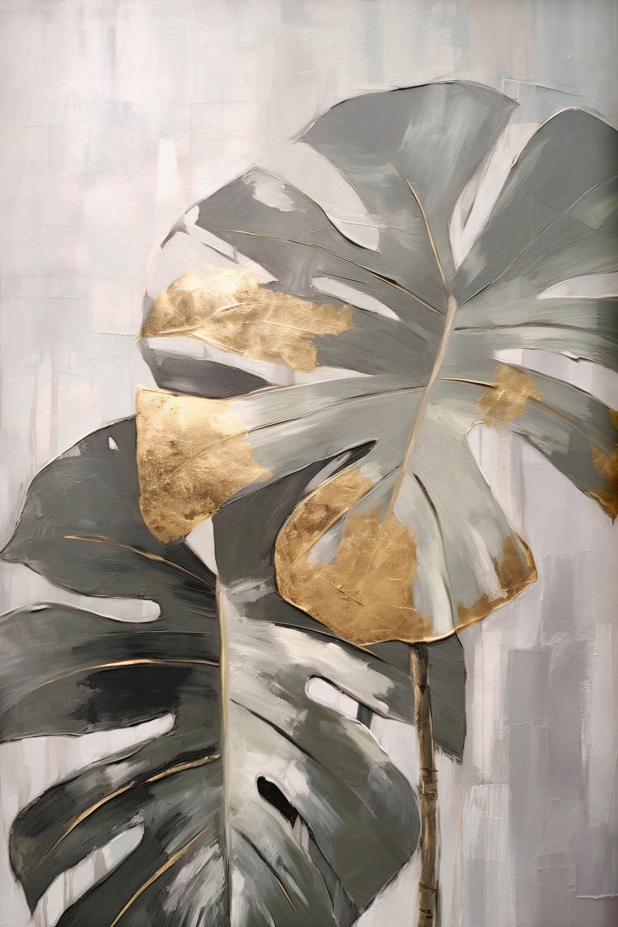 Abstrakcyjna monstera z metalicznymi akcentami