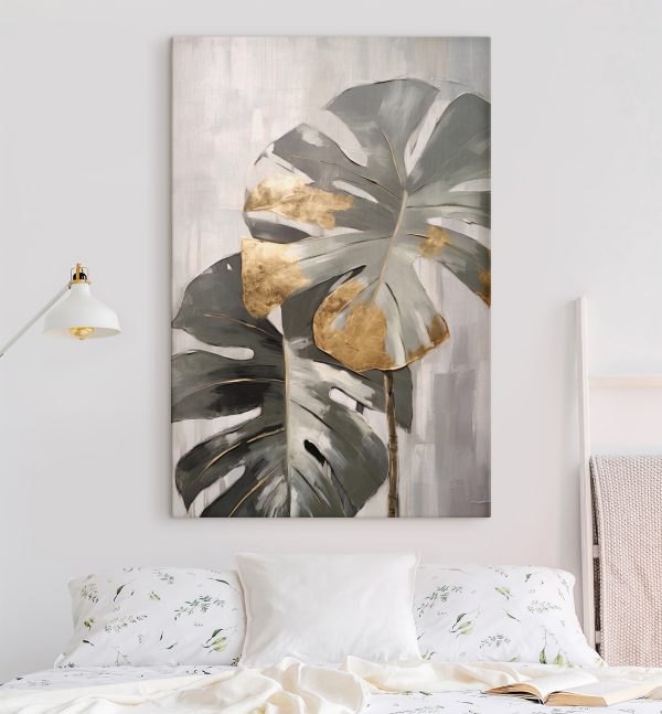Abstrakcyjna monstera z metalicznymi akcentami Abstrakcyjna monstera z metalicznymi akcentami
