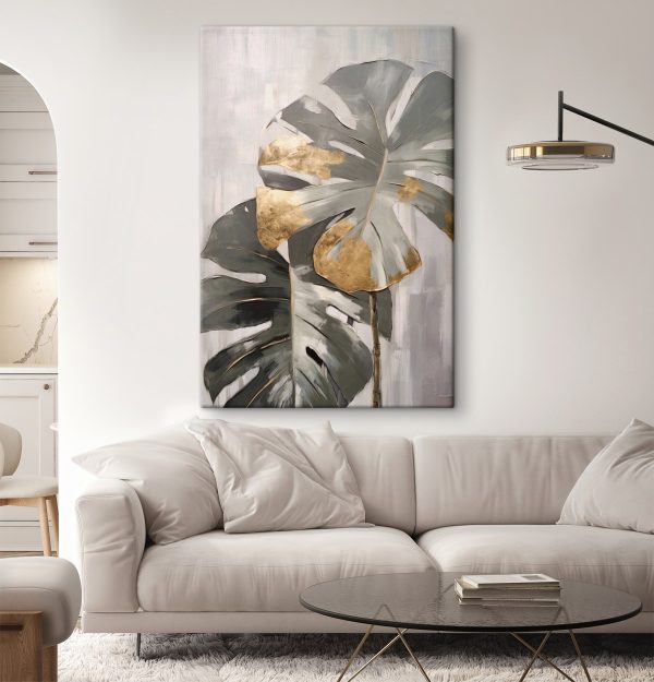 Abstrakcyjna monstera z metalicznymi akcentami Abstrakcyjna monstera z metalicznymi akcentami