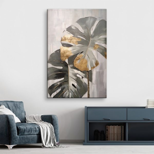 Abstrakcyjna monstera z metalicznymi akcentami Abstrakcyjna monstera z metalicznymi akcentami