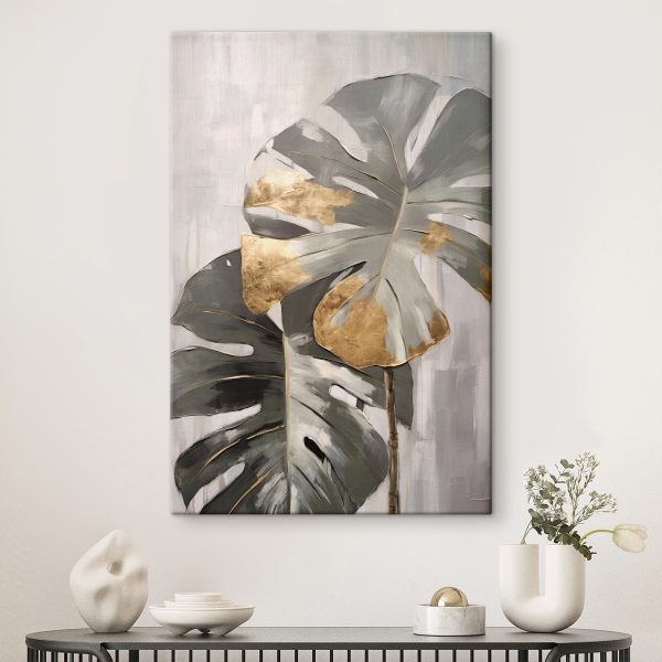 Abstrakcyjna monstera z metalicznymi akcentami Abstrakcyjna monstera z metalicznymi akcentami
