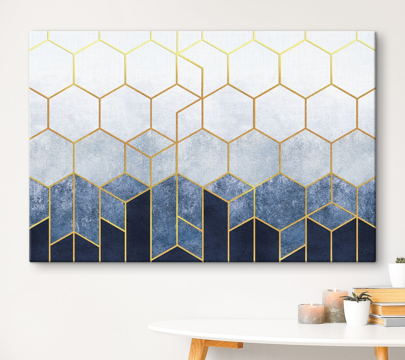 Blue and white hexagons pattern Blue and white hexagons pattern