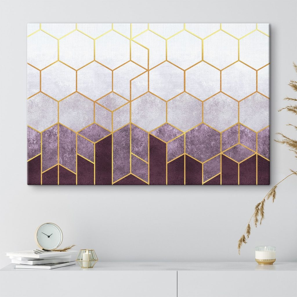 Purple and white hexagons