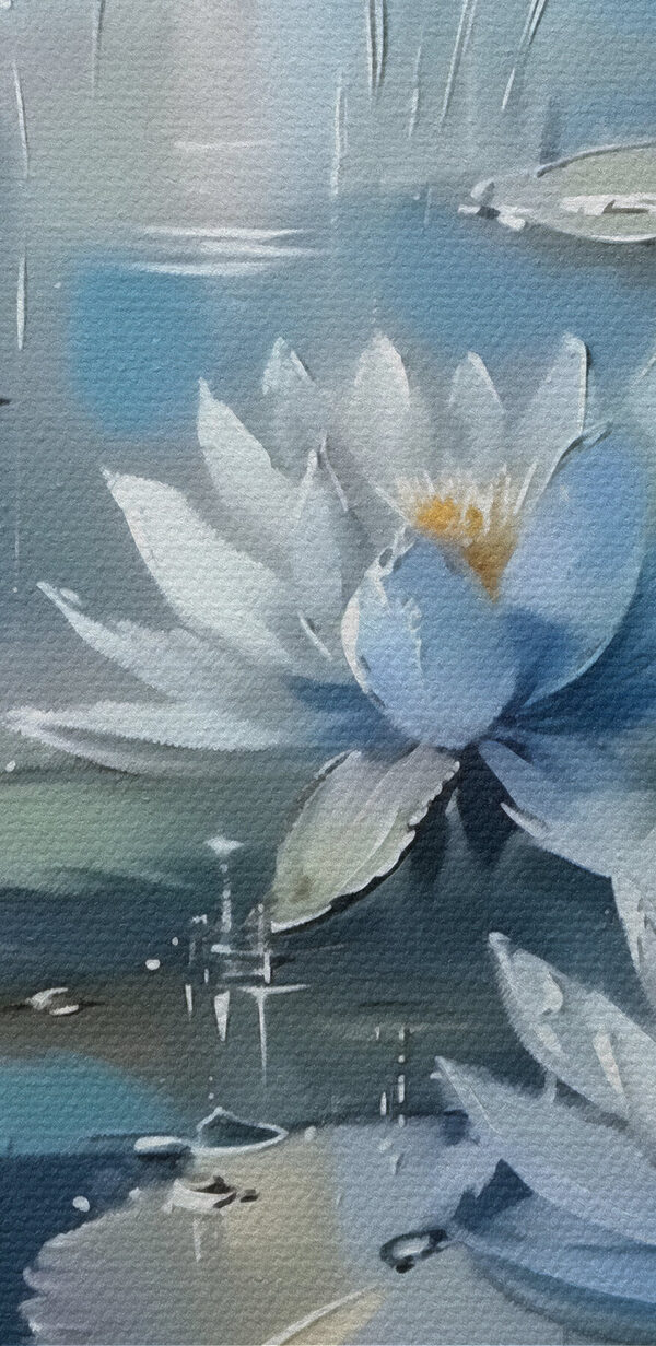 Painting of water lilies and leaves Painting of water lilies and leaves