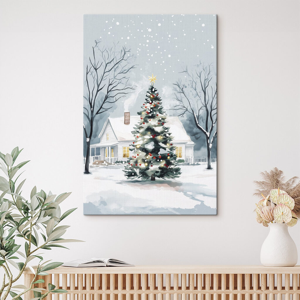 Christmas tree in front of a house