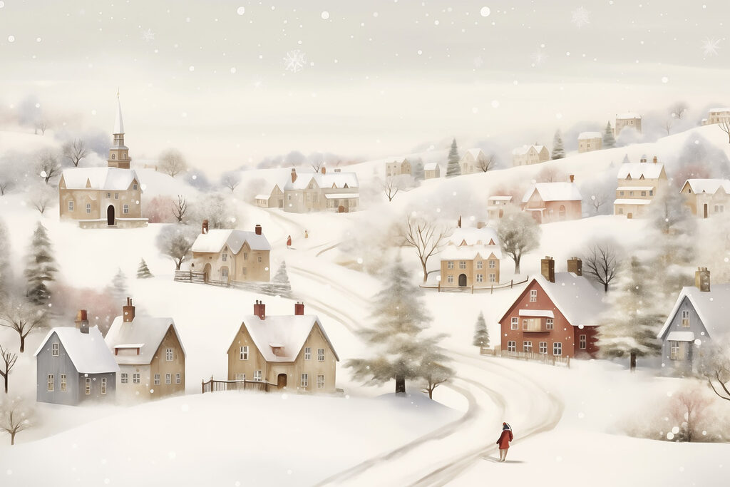 Person walking on a snowy road