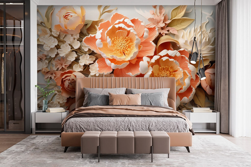 Group of flowers on a white surface