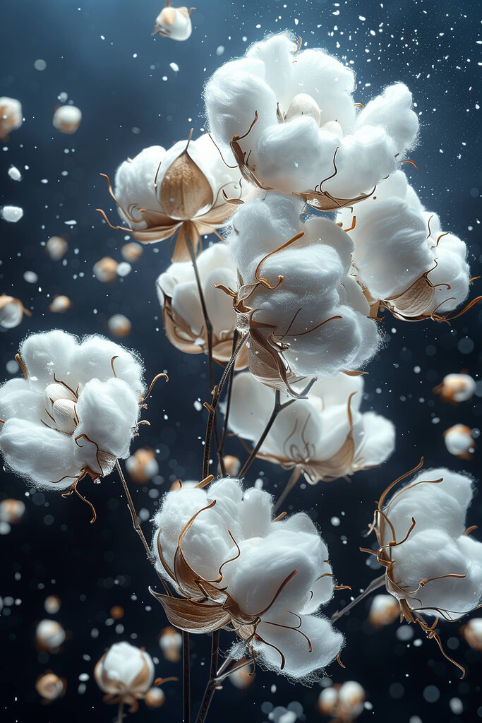 Cotton blossoms in soft motion