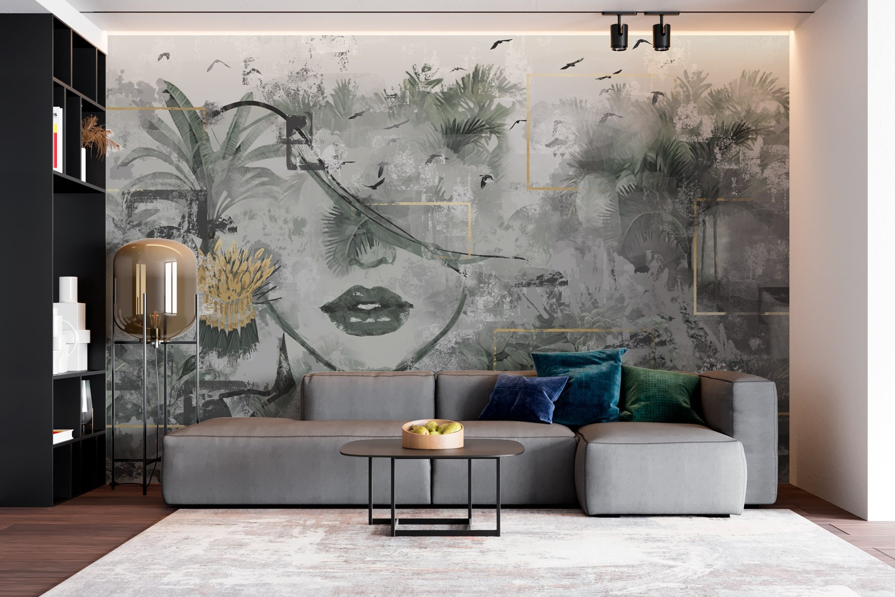 Painting of a woman's face and plants Painting of a woman's face and plants