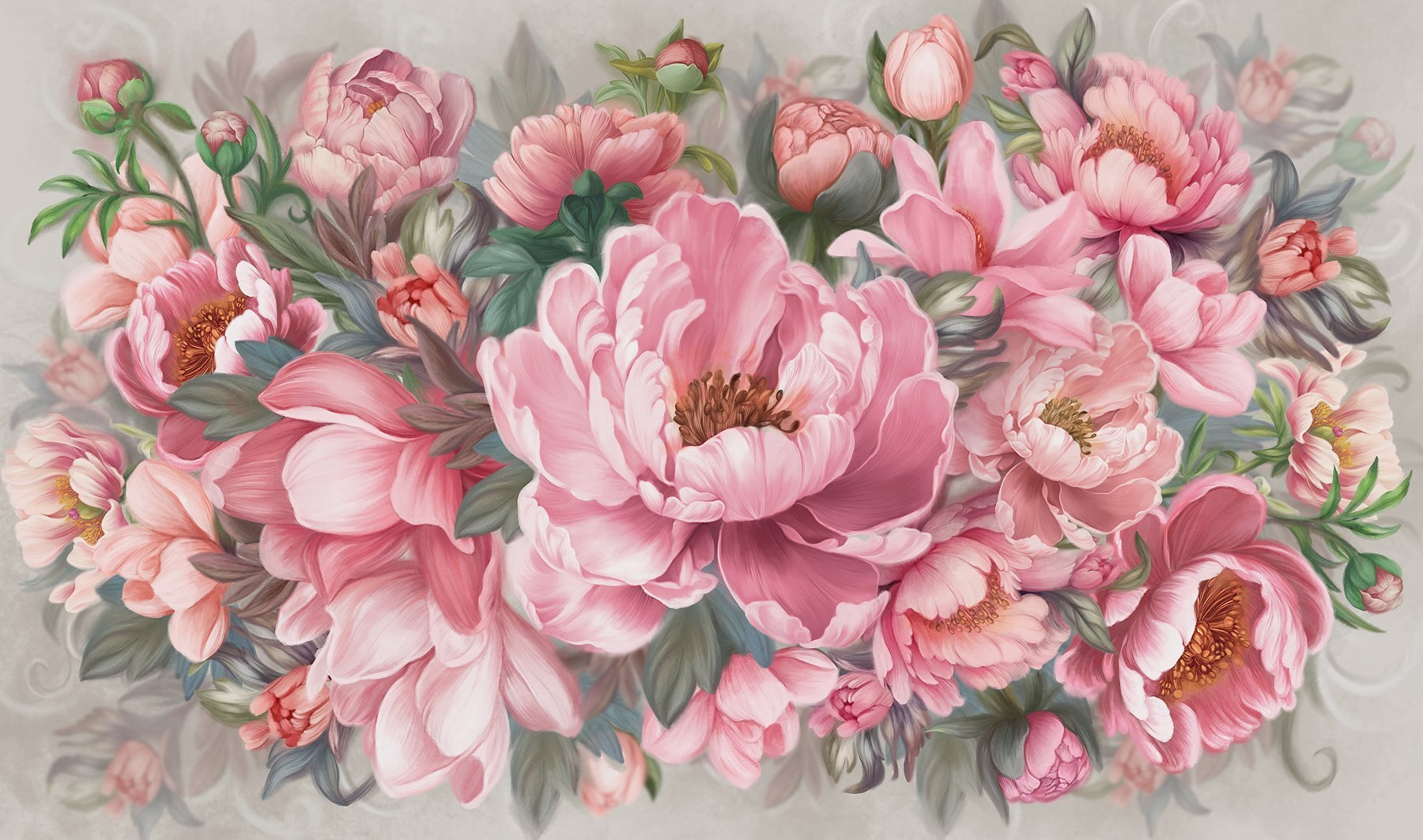 Painting of pink flowers