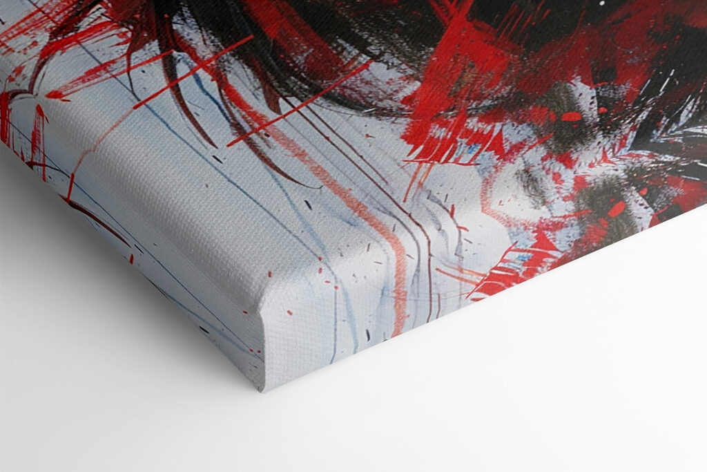 Painting of a woman with red paint Painting of a woman with red paint