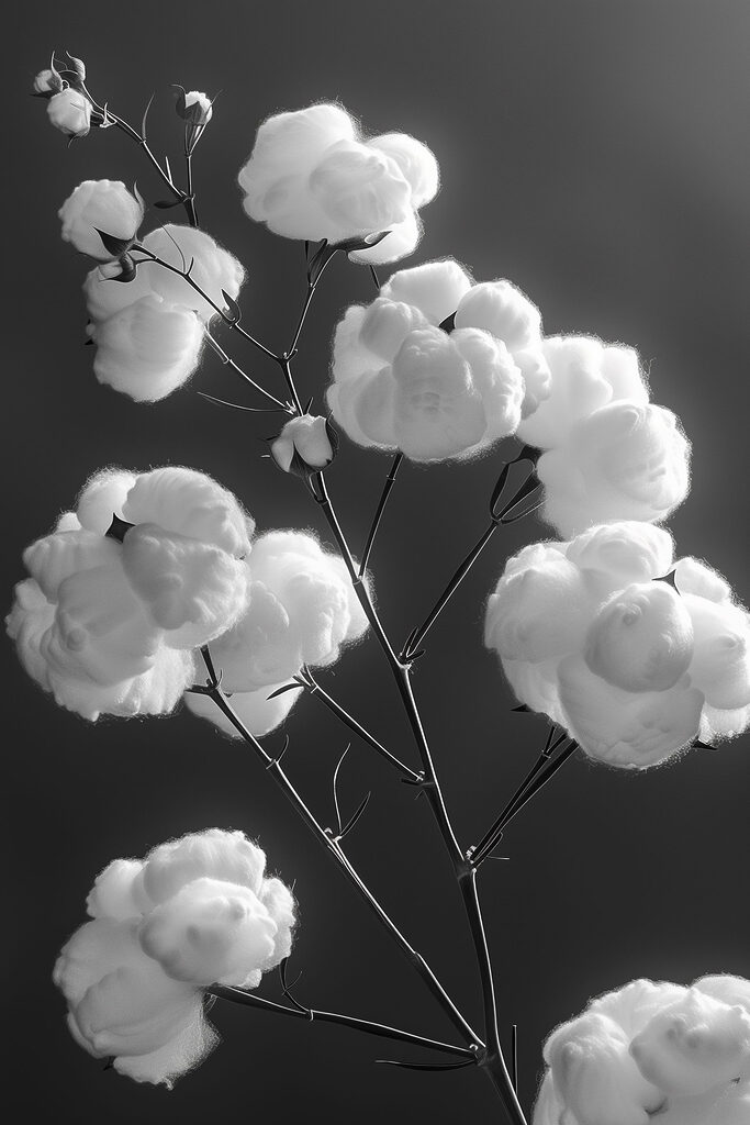 Plant with cotton balls Plant with cotton balls