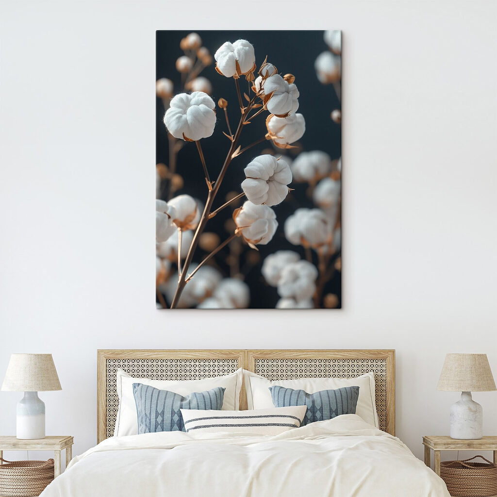 Delicate cotton blooms on display