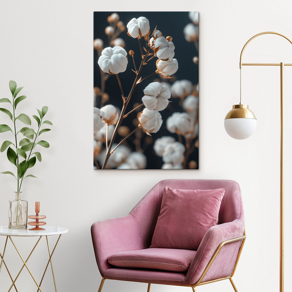 Delicate cotton blooms on display
