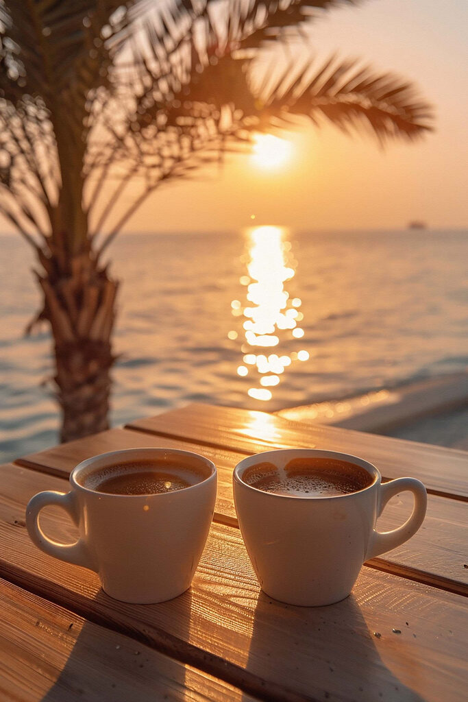 Two cups of coffee on a table