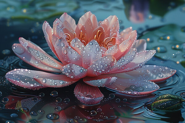 Canvas prints Pink flower with water drops on it Canvas prints Pink flower with water drops on it