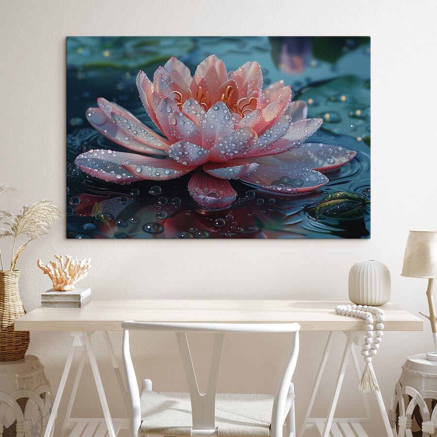 Canvas prints Pink flower with water drops on it Canvas prints Pink flower with water drops on it