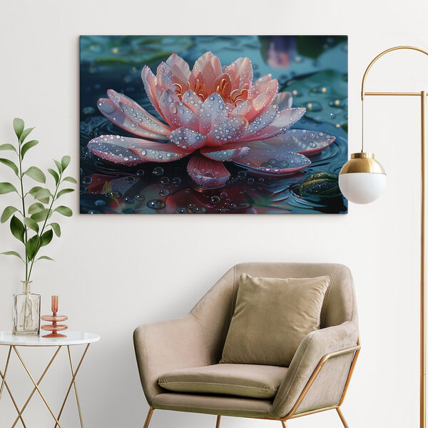 Canvas prints Pink flower with water drops on it Canvas prints Pink flower with water drops on it