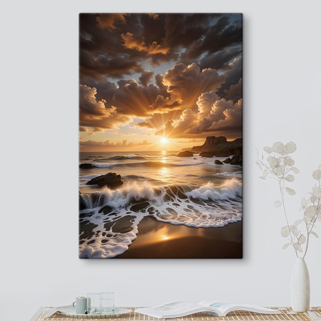 Sunset over a body of water