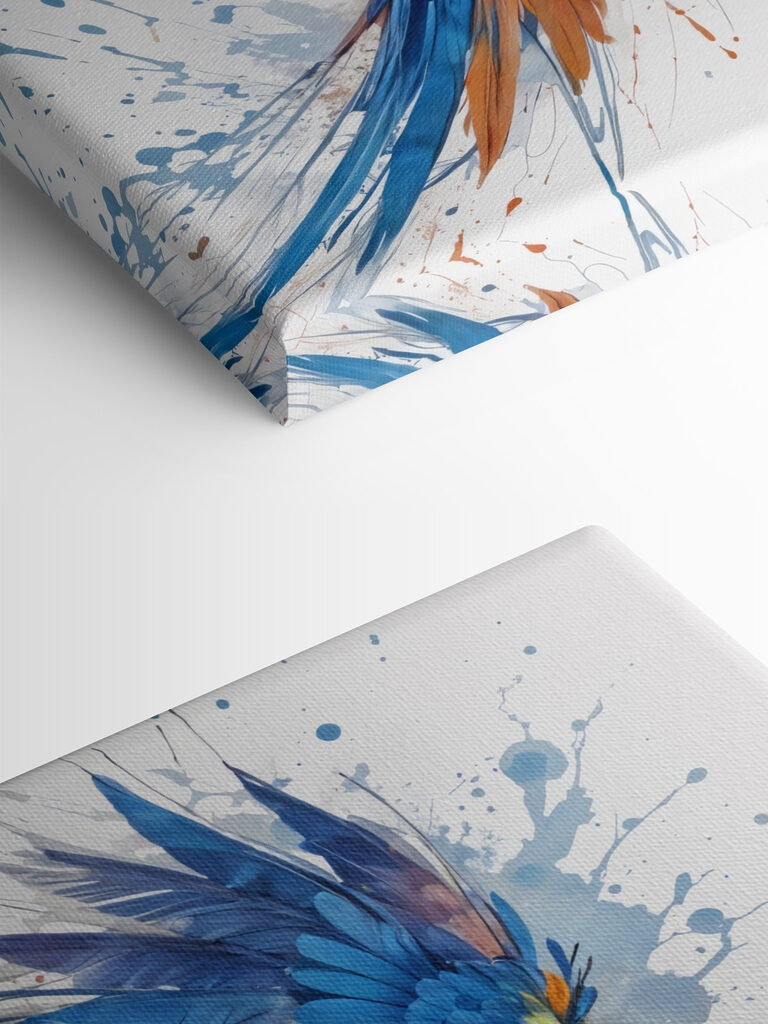 Colorful bird flying with paint splashes Colorful bird flying with paint splashes